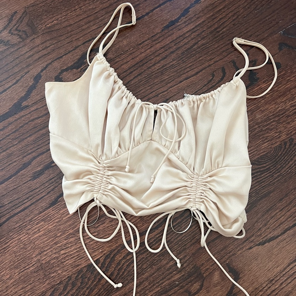 CottonCandy LA Cropped Silk Blouse